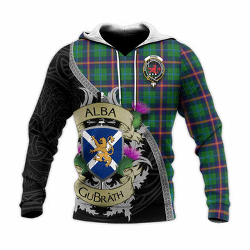 Young Tartan Family Crest Knitted Hoodie Lion Rampant Royal Thistle Shield Celtic Inspired Unisex Knitted Pullover Hoodie - Tartan Vibes Clothing