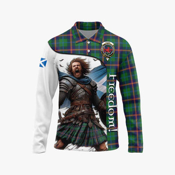 Young Crest Tartan Long Sleeve Polo Shirt Inspired by the Freedom of Scottish Warrior