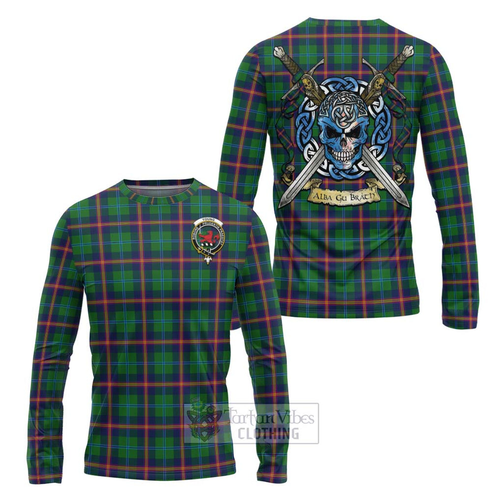 Tartan Vibes Clothing Young Tartan Long Sleeve T-Shirt with Family Crest Celtic Skull Style