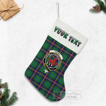 Young Tartan Family Crest Christmas Stocking with Personalized Text