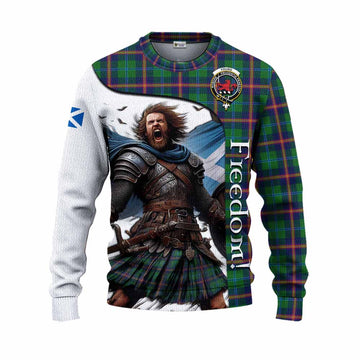 Young Crest Tartan Knitted Sweater Inspired by the Freedom of Scottish Warrior