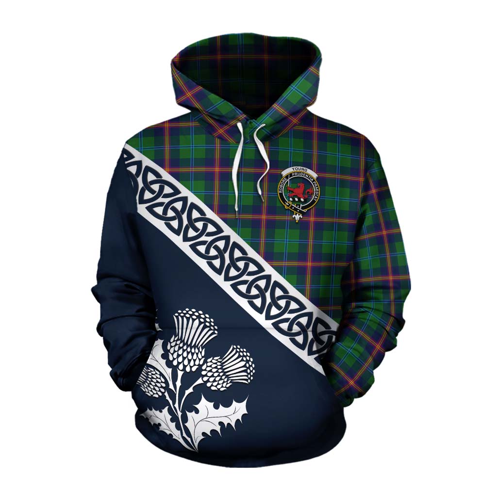 Tartan Vibes Clothing Young Tartan Cotton Hoodie Featuring Thistle and Scotland Map