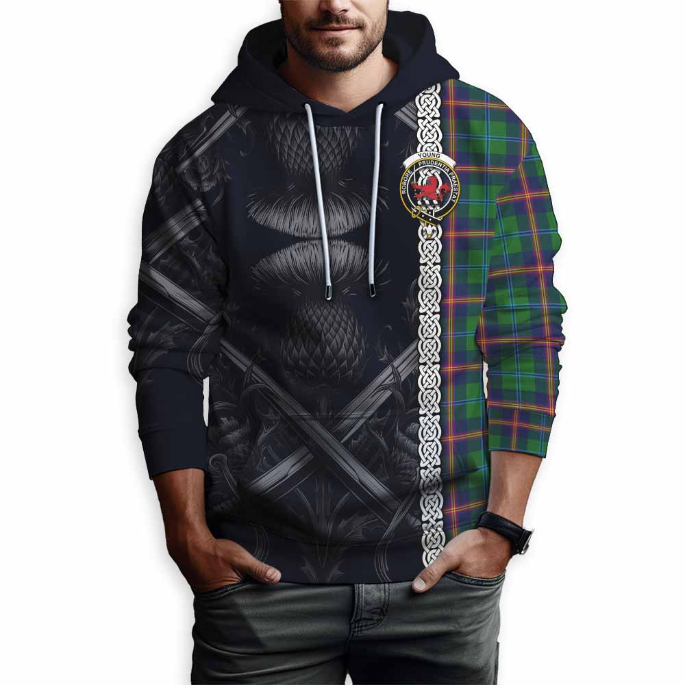 Tartan Vibes Clothing Young Tartan Hoodie with Family Crest Cross Sword Thistle Celtic Vibes