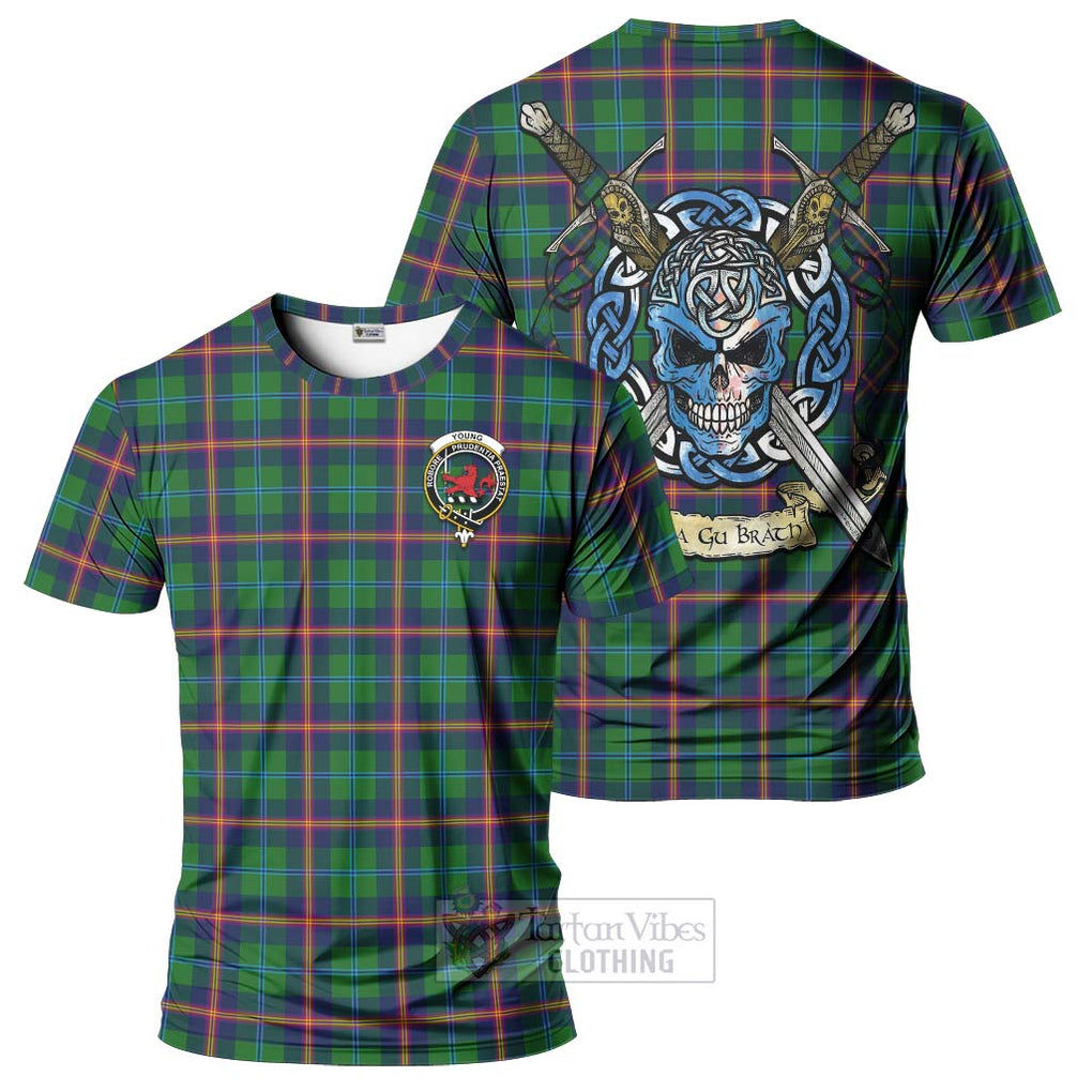 Tartan Vibes Clothing Young Tartan T-Shirt with Family Crest Celtic Skull Style