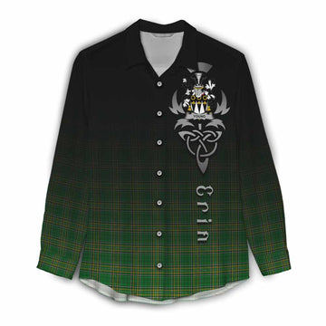 Young Irish Clan Women's Casual Shirt with Coat of Arms Erin Go Bragh Celtic Inspired Female - Tartan Vibes Clothing