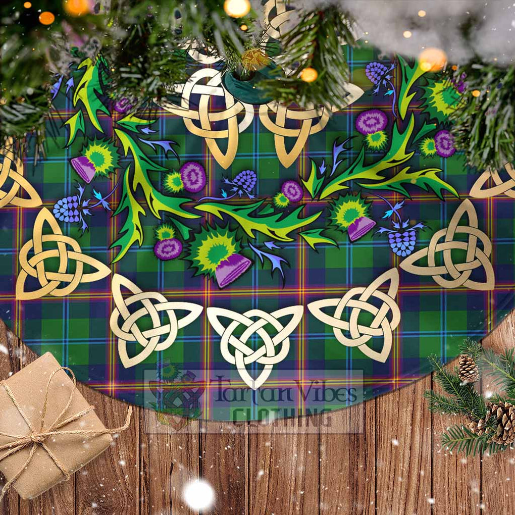 Tartan Vibes Clothing Young Tartan Christmas Tree Skirt with Thistle Celtic Knot Style