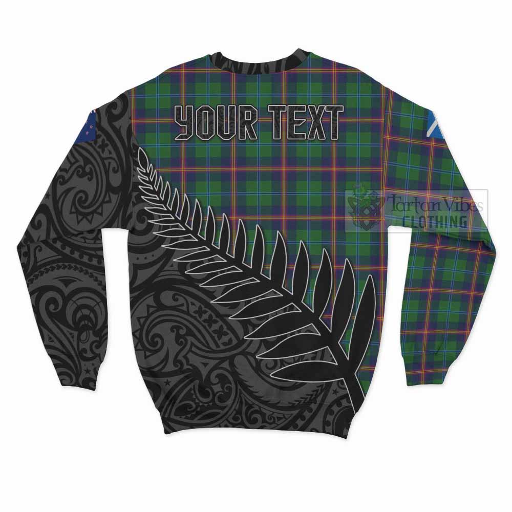 Tartan Vibes Clothing Young Crest Tartan Sweatshirt with New Zealand Silver Fern Half Style