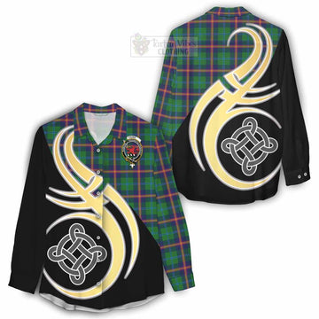 Young Tartan Women's Casual Shirt with Family Crest and Celtic Symbol Style