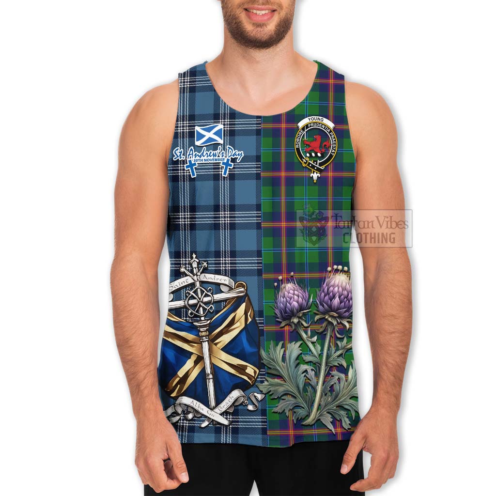 Tartan Vibes Clothing Young Tartan Men's Tank Top Happy St. Andrew's Day Half Tartan Style