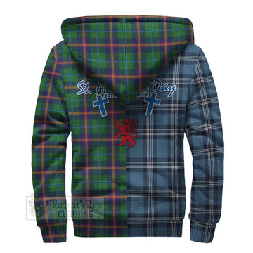 Young Tartan Sherpa Hoodie Happy St. Andrew's Day Half Tartan Style