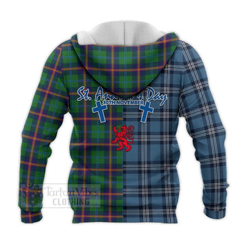 Young Tartan Knitted Hoodie Happy St. Andrew's Day Half Tartan Style