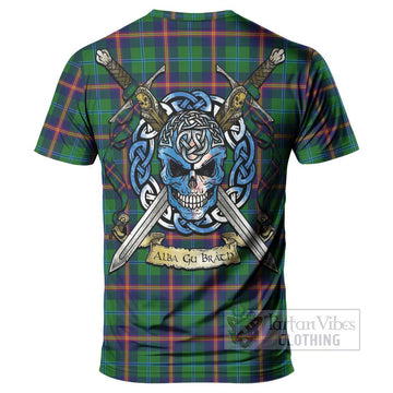 Young Tartan T-Shirt with Family Crest Celtic Skull Style