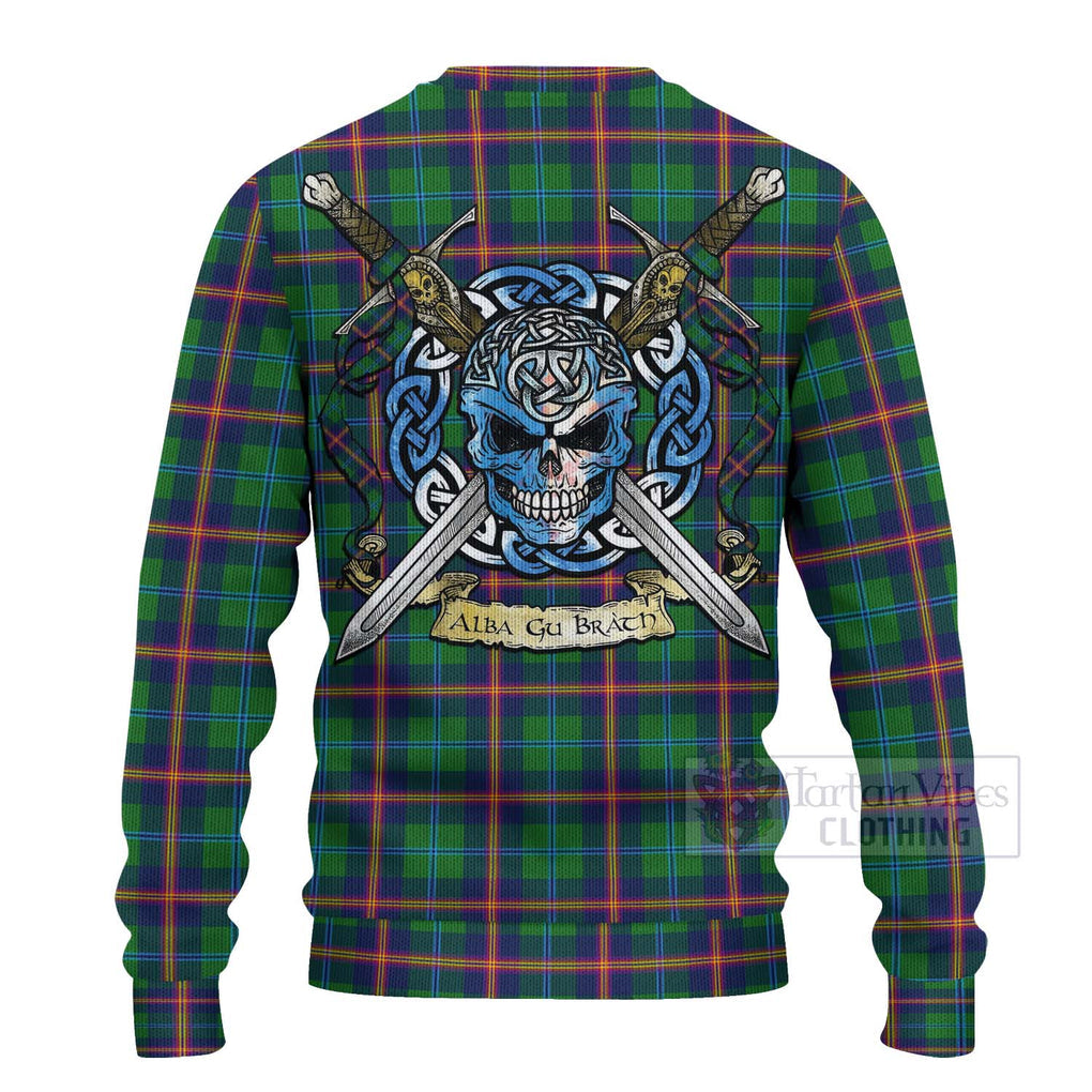 Tartan Vibes Clothing Young Tartan Knitted Sweater with Family Crest Celtic Skull Style