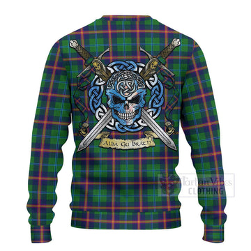 Young Tartan Ugly Sweater with Family Crest Celtic Skull Style