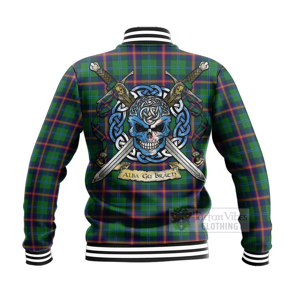 Tartan Vibes Clothing Young Tartan Baseball Jacket with Family Crest Celtic Skull Style