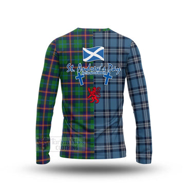 Young Tartan Long Sleeve T-Shirt Happy St. Andrew's Day Half Tartan Style