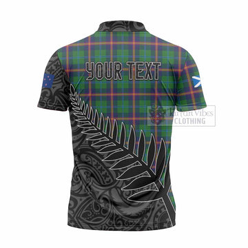 Young Crest Tartan Zipper Polo Shirt with New Zealand Silver Fern Half Style