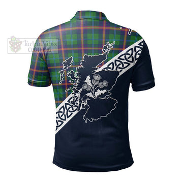 Young Tartan Polo Shirt Featuring Thistle and Scotland Map