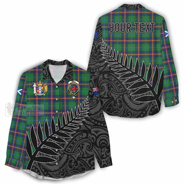 Young Crest Tartan Women's Casual Shirt with New Zealand Silver Fern Half Style