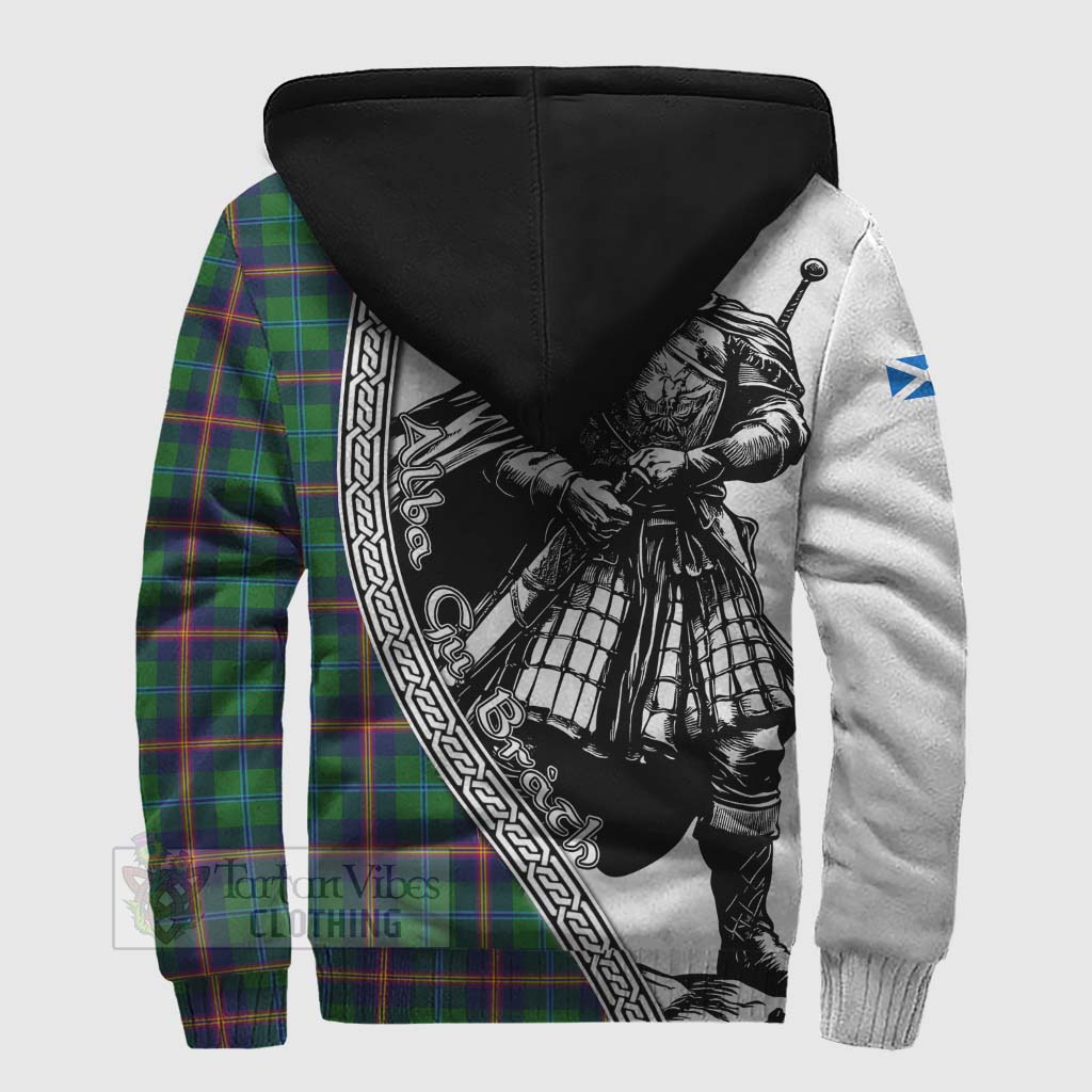 Tartan Vibes Clothing Young Tartan Clan Crest Sherpa Hoodie with Highlander Warrior Celtic Style