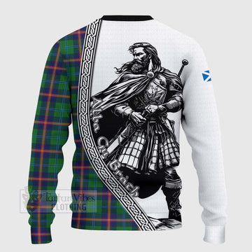 Young Tartan Clan Crest Knitted Sweater with Highlander Warrior Celtic Style