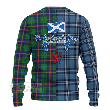 Young Tartan Knitted Sweater Happy St. Andrew's Day Half Tartan Style