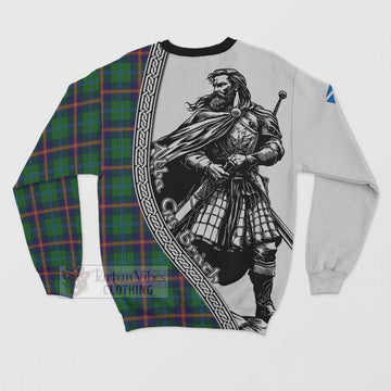 Young Tartan Clan Crest Sweatshirt with Highlander Warrior Celtic Style