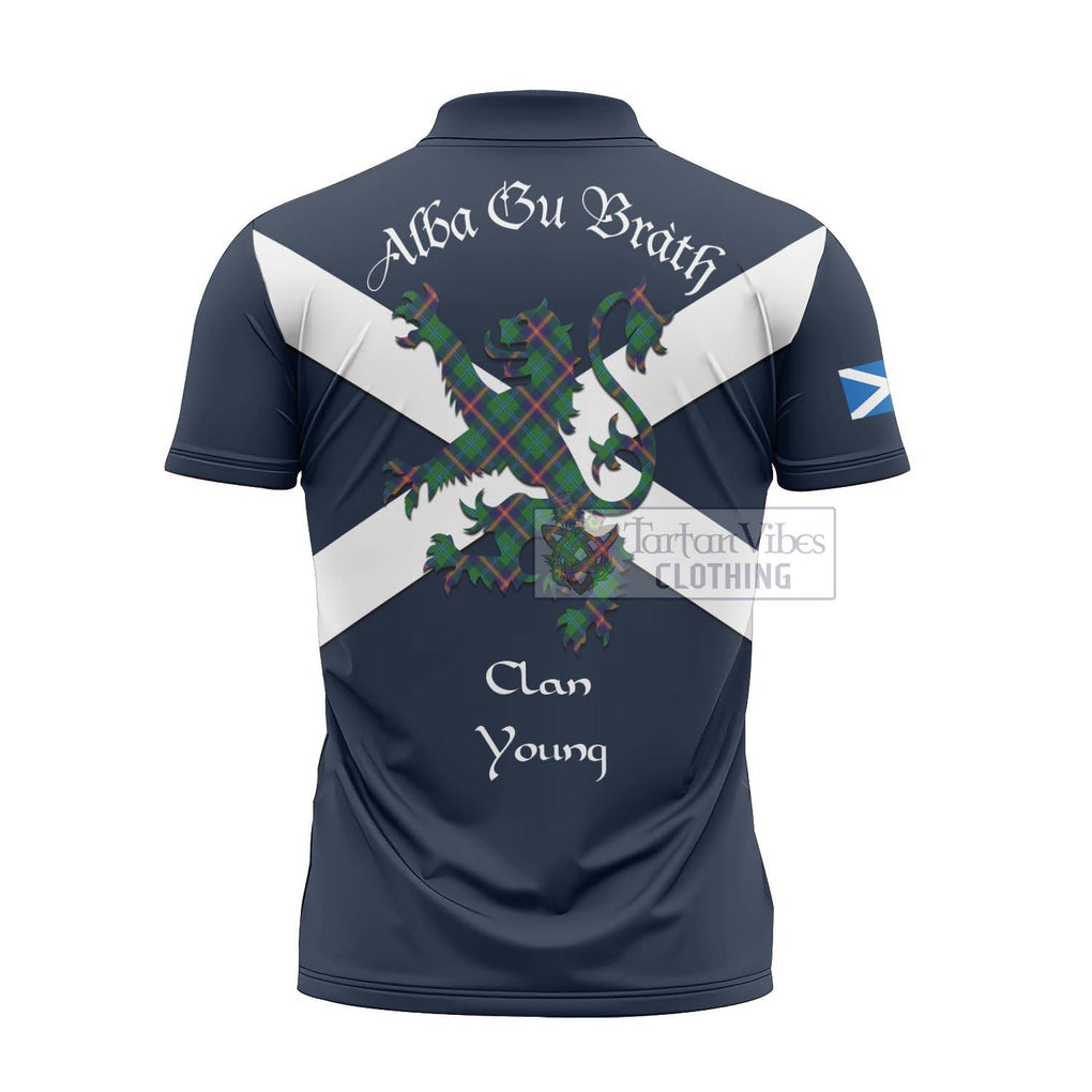 Tartan Vibes Clothing Young Tartan Lion Rampant Zipper Polo Shirt – Proudly Display Your Heritage with Alba Gu Brath and Clan Name