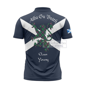 Young Tartan Lion Rampant Zipper Polo Shirt Proudly Display Your Heritage with Alba Gu Brath and Clan Name