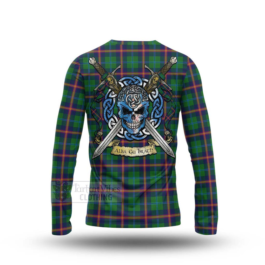 Tartan Vibes Clothing Young Tartan Long Sleeve T-Shirt with Family Crest Celtic Skull Style