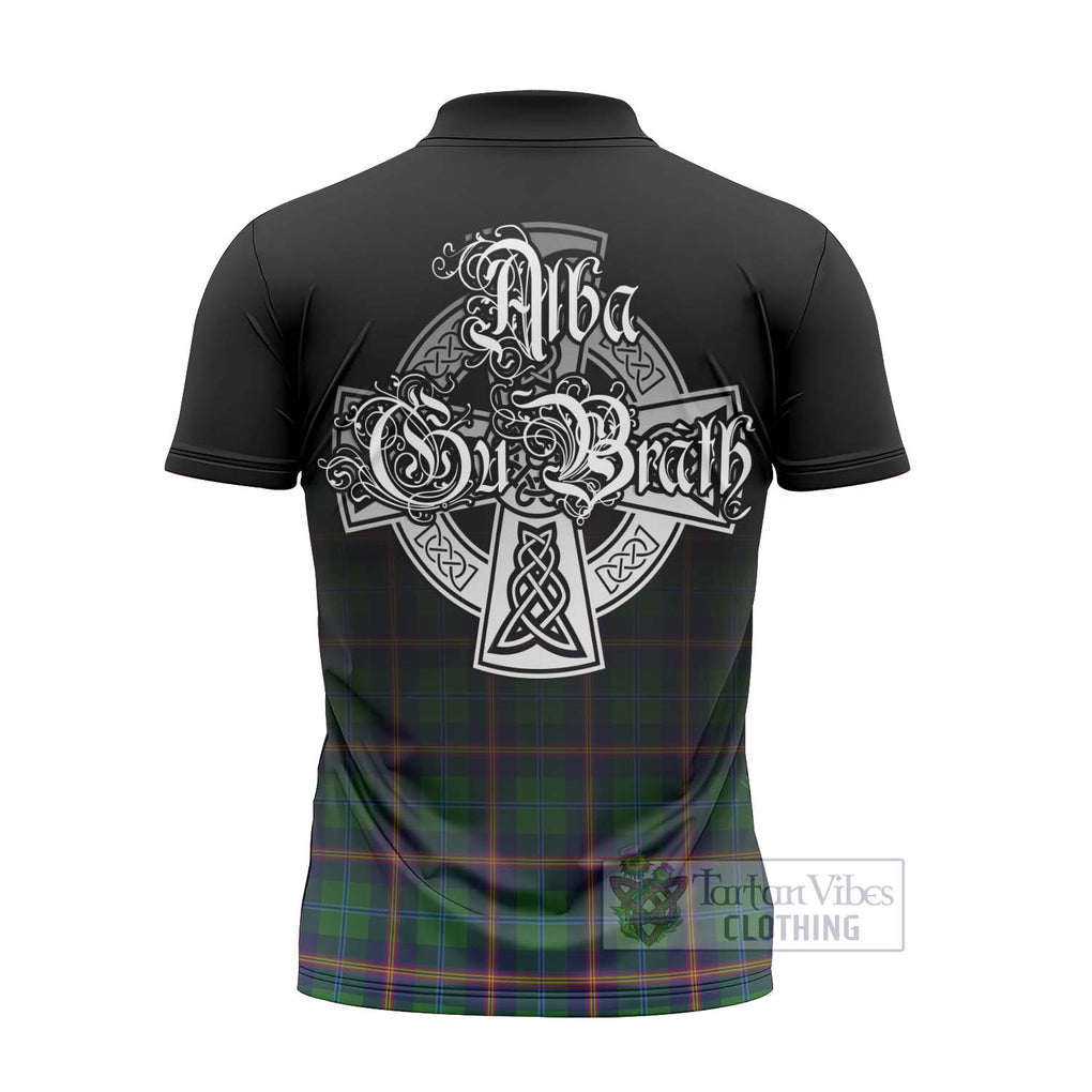 Tartan Vibes Clothing Young Tartan Zipper Polo Shirt Featuring Alba Gu Brath Family Crest Celtic Inspired