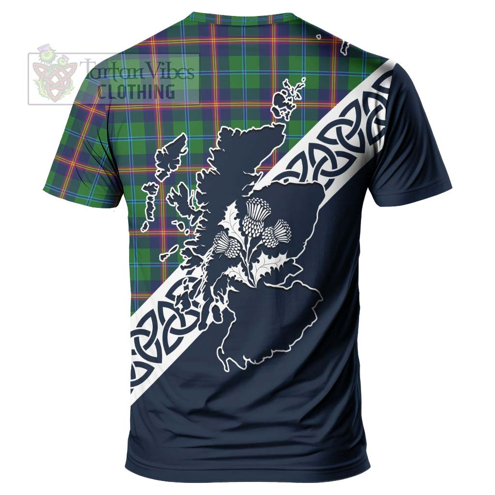 Young Tartan T-Shirt Featuring Thistle and Scotland Map