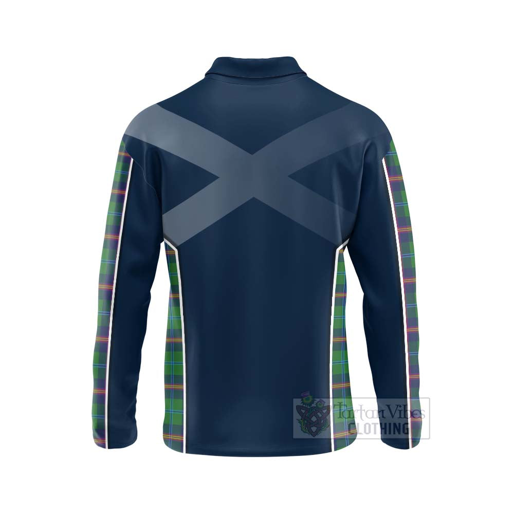 Tartan Vibes Clothing Young Tartan Long Sleeve Polo Shirt with Family Crest and Scottish Thistle Vibes Sport Style