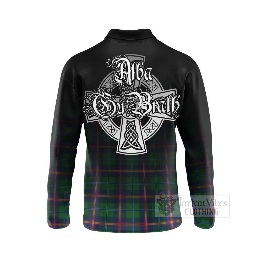 Tartan Vibes Clothing Young Tartan Long Sleeve Polo Shirt Featuring Alba Gu Brath Family Crest Celtic Inspired