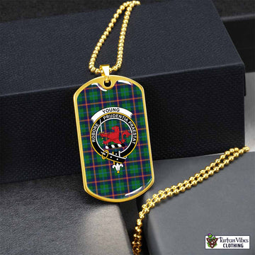 Young Tartan Dog Tag Necklace with Family Crest