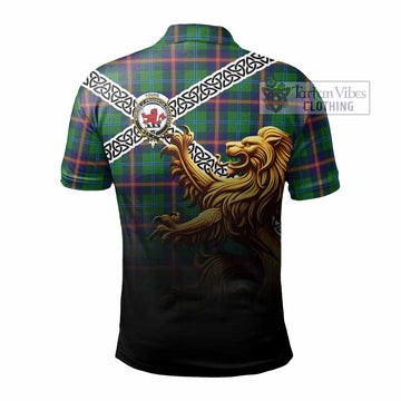 Young Crest Tartan Polo Shirt with Golden Lion Emblem Celtic Style - Tartan Vibes Clothing