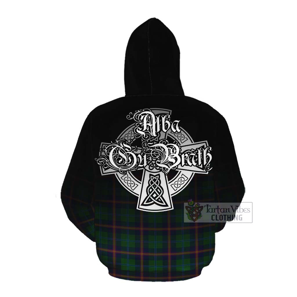 Tartan Vibes Clothing Young Tartan Cotton Hoodie Featuring Alba Gu Brath Family Crest Celtic Inspired