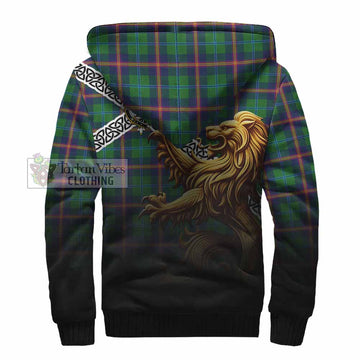 Young Crest Tartan Sherpa Hoodie with Golden Lion Emblem Celtic Style - Tartan Vibes Clothing