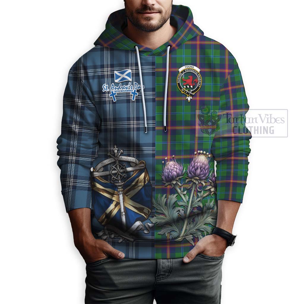 Tartan Vibes Clothing Young Tartan Hoodie Happy St. Andrew's Day Half Tartan Style