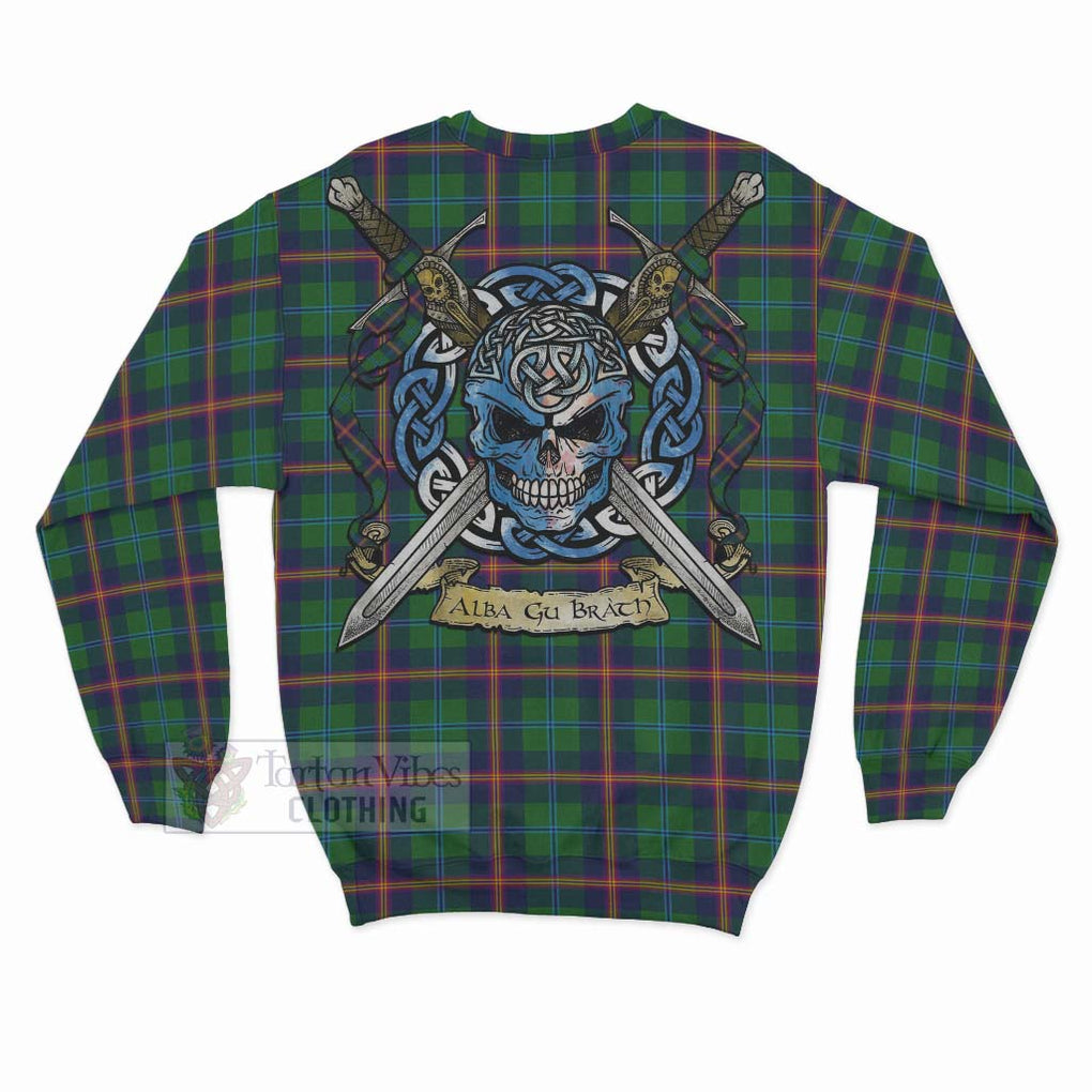 Tartan Vibes Clothing Young Tartan Sweatshirt with Family Crest Celtic Skull Style