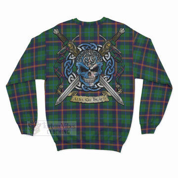 Young Tartan Sweatshirt with Family Crest Celtic Skull Style