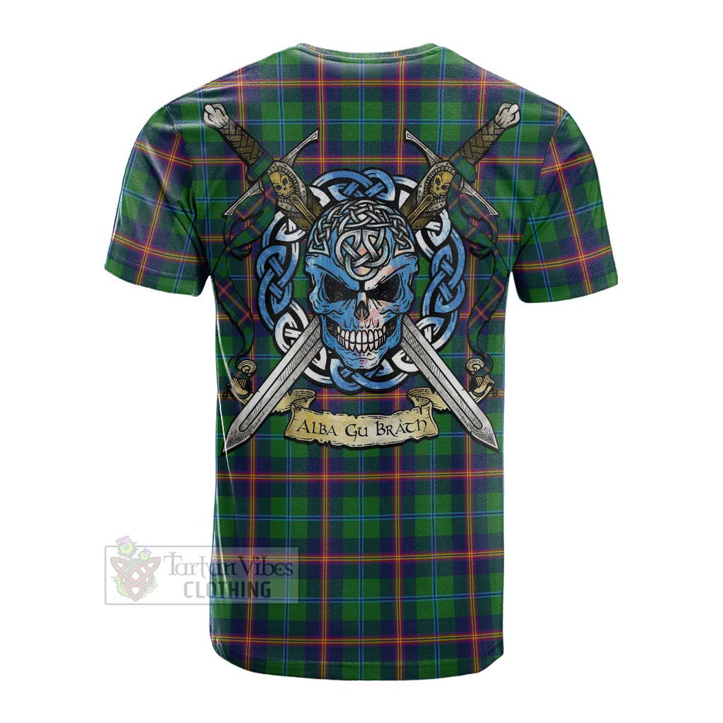 Tartan Vibes Clothing Young Tartan Cotton T-shirt with Family Crest Celtic Skull Style