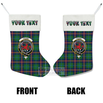 Young Tartan Family Crest Christmas Stocking with Personalized Text