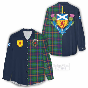 Young Tartan Women's Casual Shirt Alba with Scottish Lion Royal Arm Half Style