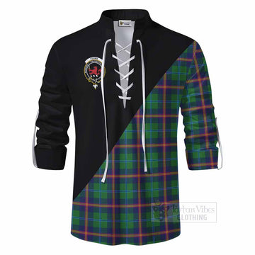 Young Tartan Ghillie Kilt Shirt with Family Crest and Military Logo Style