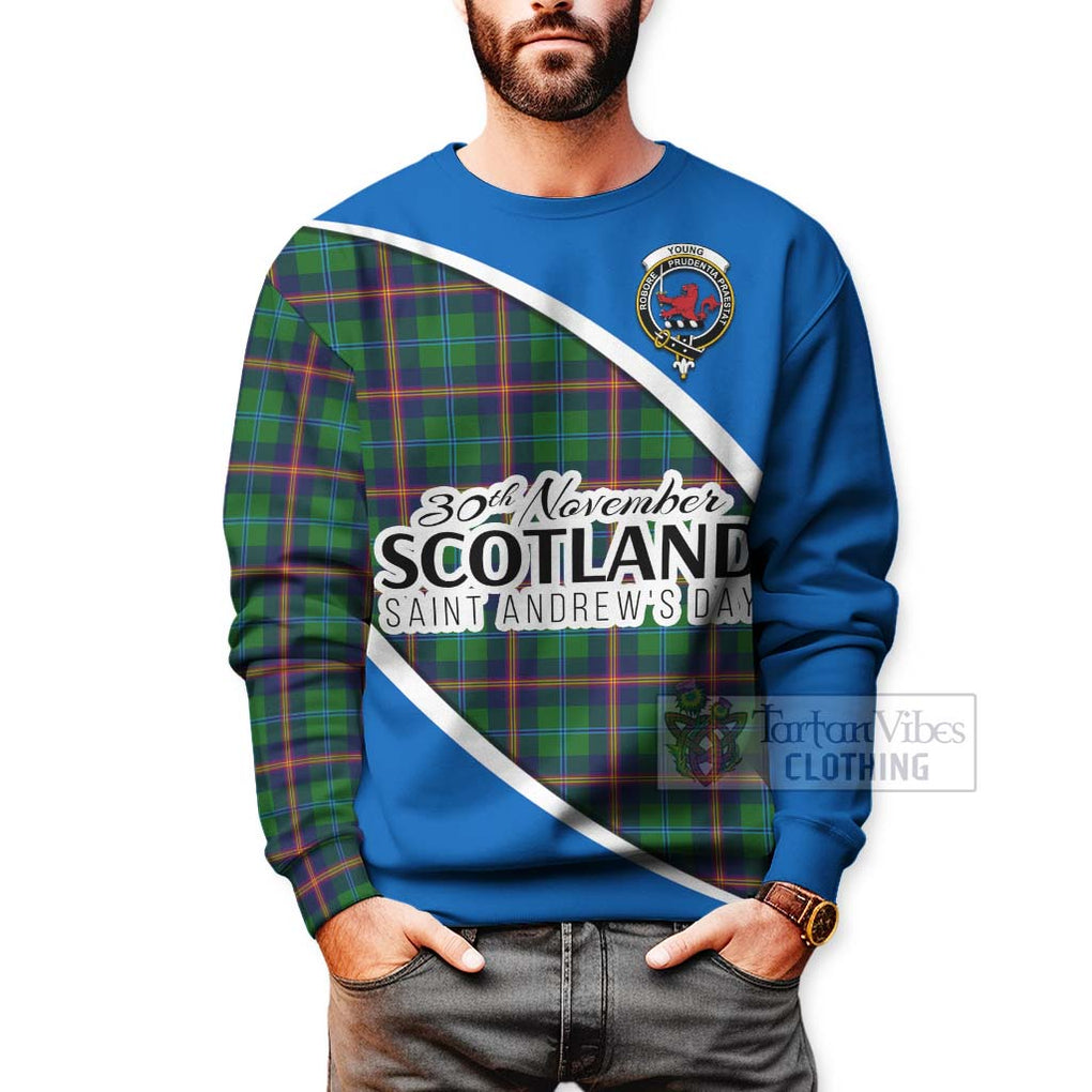 Tartan Vibes Clothing Young Family Crest Tartan Sweatshirt Celebrate Saint Andrew's Day in Style