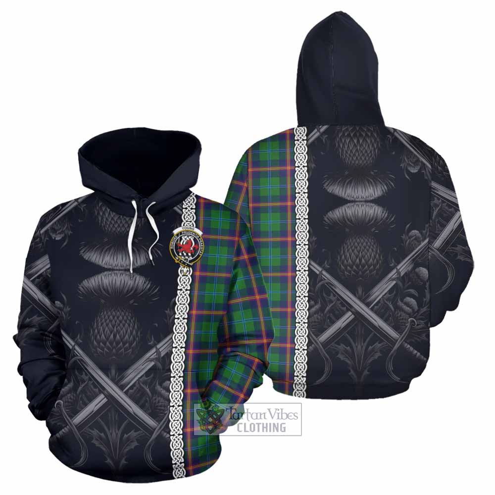 Tartan Vibes Clothing Young Tartan Hoodie with Family Crest Cross Sword Thistle Celtic Vibes