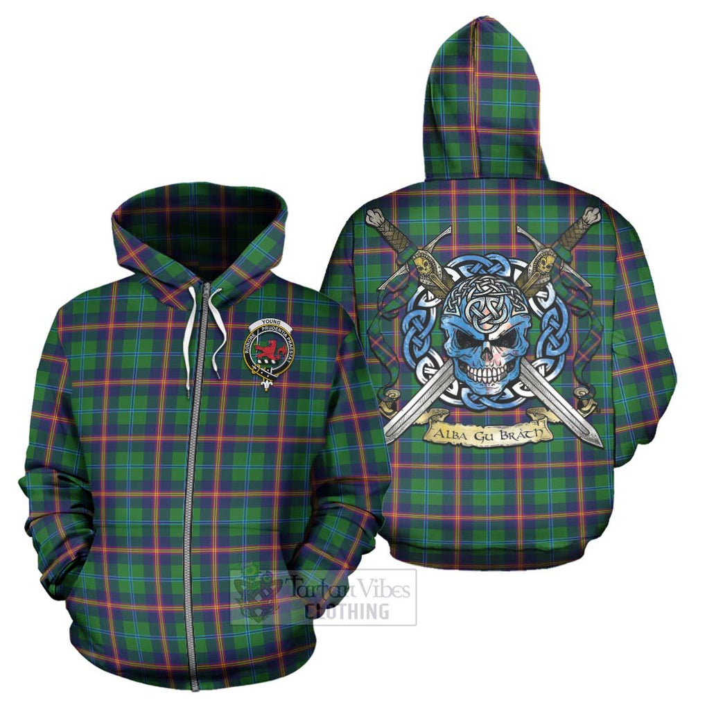 Tartan Vibes Clothing Young Tartan Hoodie with Family Crest Celtic Skull Style