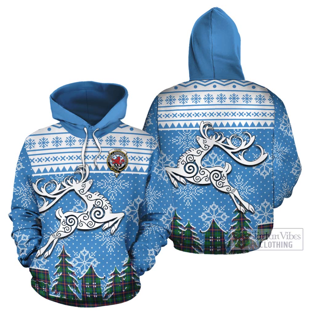 Tartan Vibes Clothing Young Clan Christmas Cotton Hoodie Celtic Reindeer Style