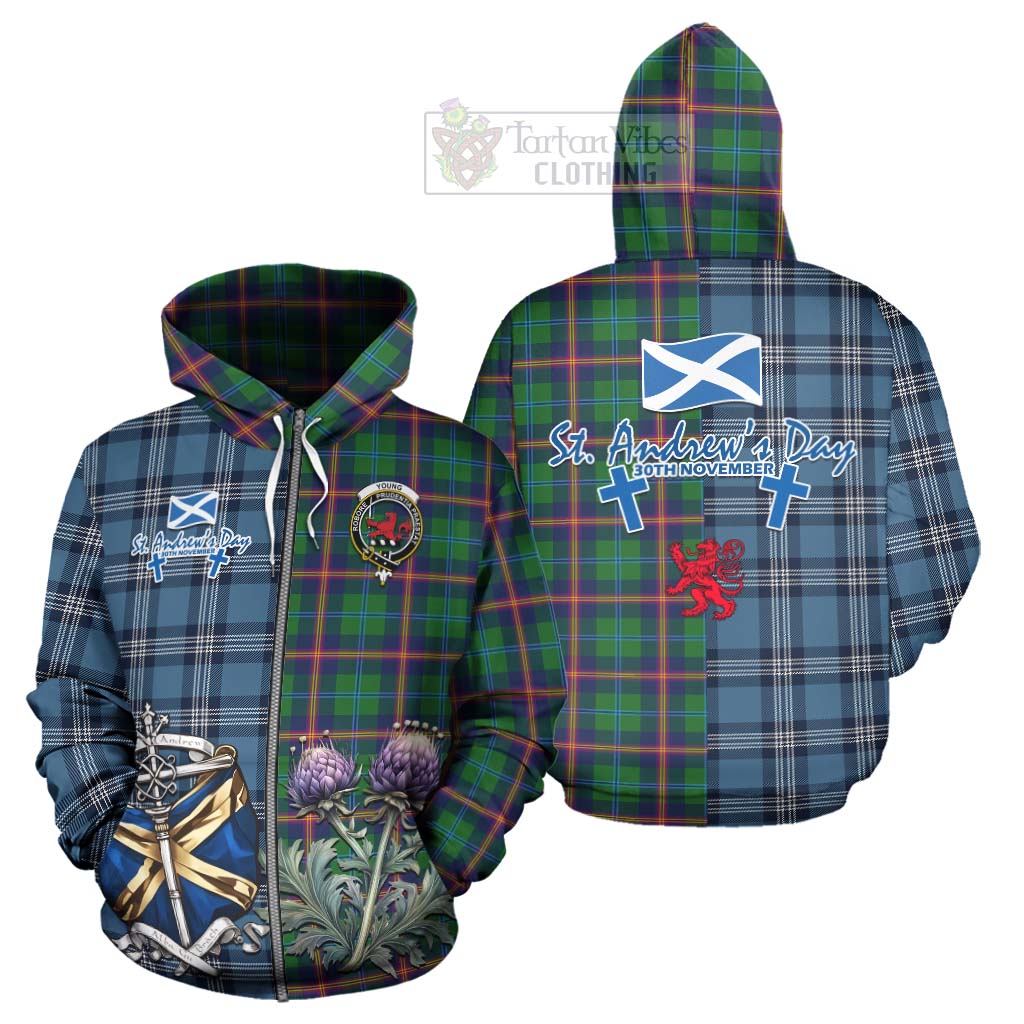 Tartan Vibes Clothing Young Tartan Hoodie Happy St. Andrew's Day Half Tartan Style